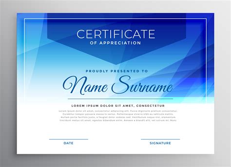 Abstract Blue Award Certificate Design Template Download Free Vector