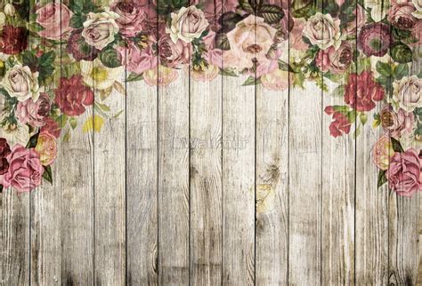 Vintage Floral With Wood Wall Wallpaper Mural Wallmur