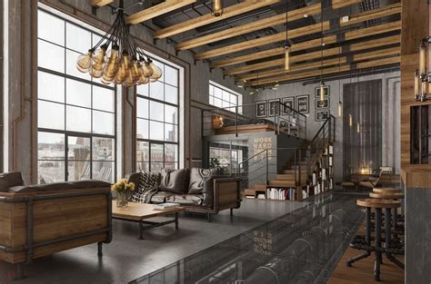 Industrial Loft Apartment Black And Grey Living Room Interior Design