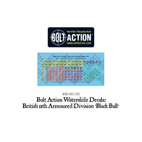 British 11th Armoured Division Black Bull Decals Sheet 28mm Wwii