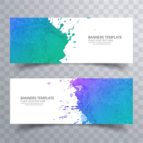 Abstract Colorful Watercolor Header Set Vector 381884 Vector Art At