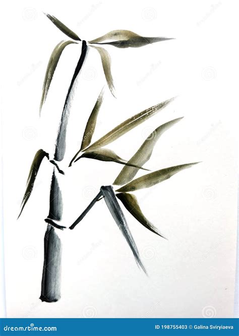 Chinese Zen Traditional Painting Bamboo Imitation Waterolor And Ink