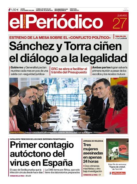 Prensa hoy Portadas de los periódicos del 27 de febrero del 2020