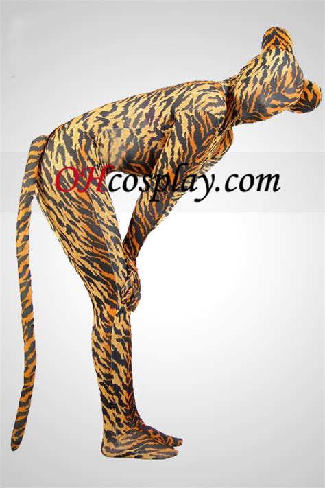 tiger skin lycra spandex unisex zentai suit with tail [zt01007] £50 82