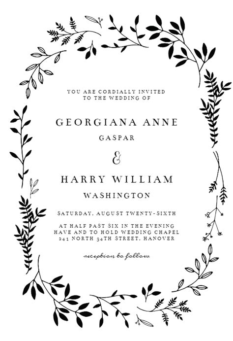 Today we have an ornate collection of banner clipart! Black Ink leaves - Wedding Invitation Template (free) | Greetings Island