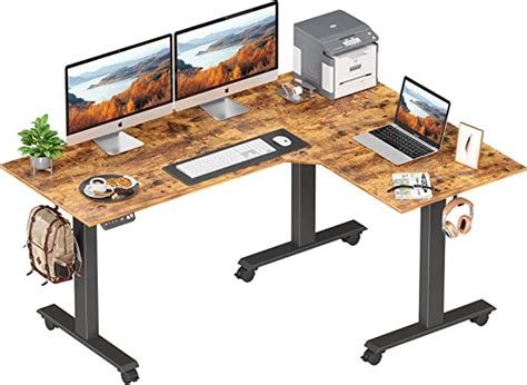 Fezibo Triple Motor L Shaped Electric Standing Desk 63 Inches Height