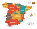 Mappa Della Spagna Con I Nomi Di Regioni Illustrazione Di Stock | Porn ...