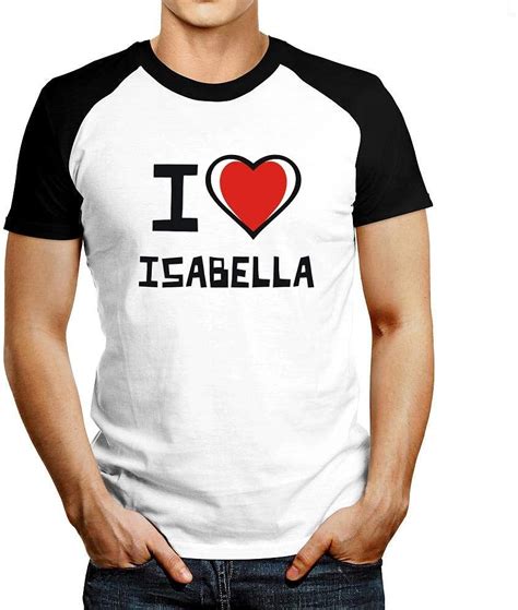Idakoos I Love Isabella Bicolor Heart Raglan T Shirt White Black Clothing Shoes