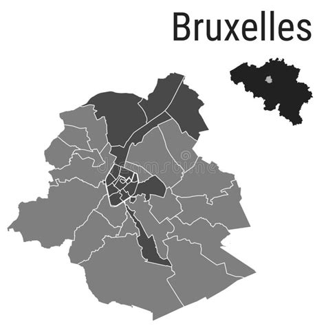 Bruxelles Map Brussels Districts Administrative Vector Template With