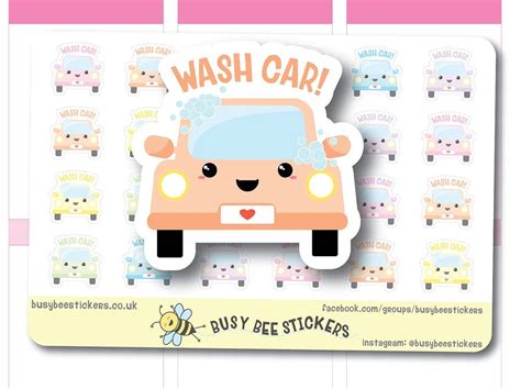 Wash Car Planner Stickers Car Wash Stickers Chore Stickers Etsy Uk