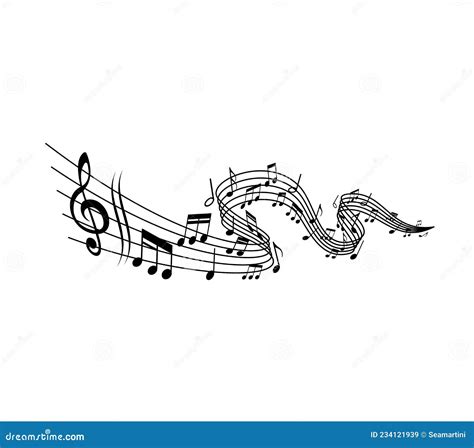 Melody Wave Music Notes Swirl Of Musical Staff Stock Vector