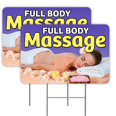 Full Body Massage 2 Pack Double Sided Yard Signs 16 X 24 With Metal