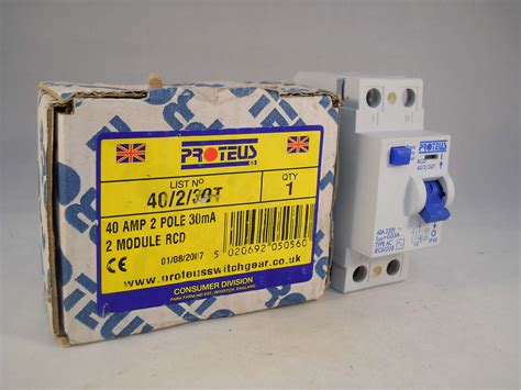 Proteus Rcd 40 Amp 30ma Double Pole 40a 40230t Later Style New