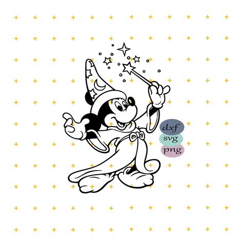 Fantasia Svg Sorcerer Wizard Mickey Mouse With Magical Broom Etsy