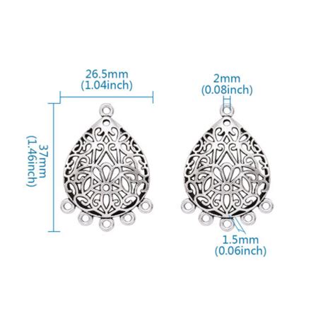 Pcs Antique Silver Alloy Drop Chandeliers Filigree Dome Earring