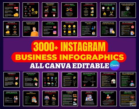 Business Infographics For Instagram Canva Editable Templates