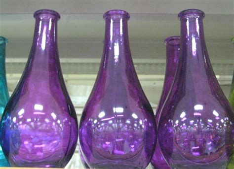 4 Purple Glass Bottles Colorful Glass Bottle Bud Vases Purple