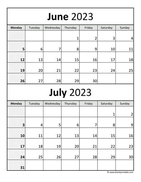 June July 2023 Calendar Printable Notes Pdf Vertical Landscape Format