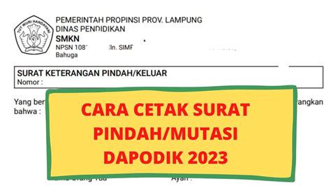 Cara Cetak Surat Mutasi Siswa Dapodik 2023 Youtube