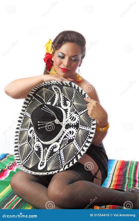 Shy Mexican Pin Up Girl Stock Photo Image Of Cosmetics 31554410
