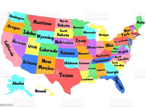 Vector Children Map Of The United States Of America Hand Drawn