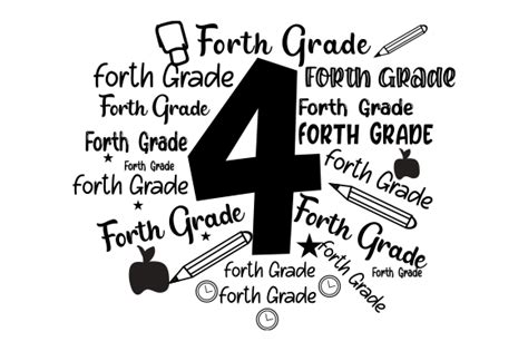 Forth Grade Back To School Word Art Svg Graphic By Creative Design