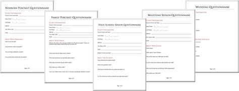 A client questionnaire is a valuable tool to not only establish a good client relationship, but lead a great photography session. Home - Photographer's Dream House