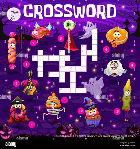 Crossword Grid Cartoon Halloween Candy Characters Quiz Game Find A