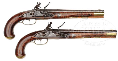 Contemporary Makers Matched Pair Of Flintlock Pistols Signed By H