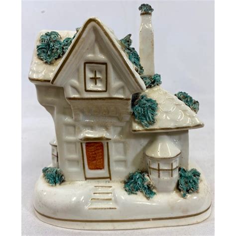 Antique Hand Painted Staffordshire Pottery Cottage House Figurine Made