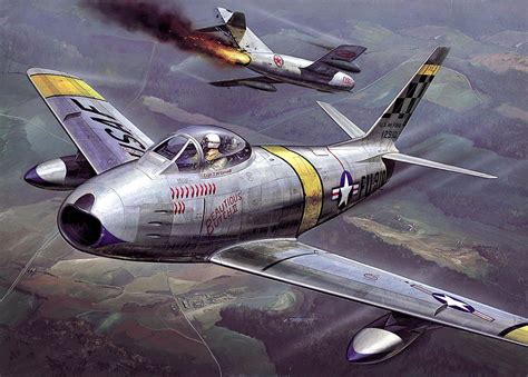 1951 North American F 86 Sabre Fights Against Soviet Mig 15 Aircraft