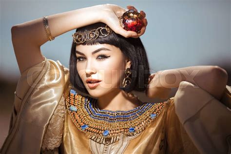Beautiful Egyptian Woman Like Cleopatra Outdoor Stock Image Colourbox