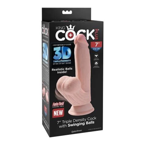 king cock plus 7 triple density cock with swinging balls light sex toys and adult novelties