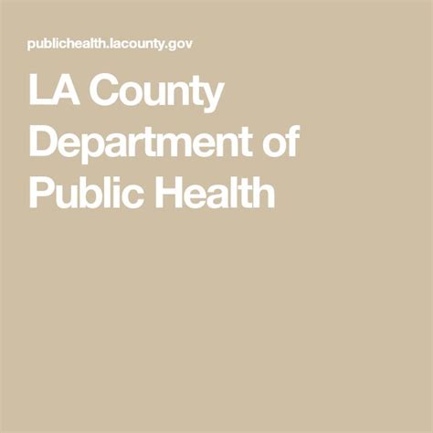 La County Department Of Public Health Public Health Infographic