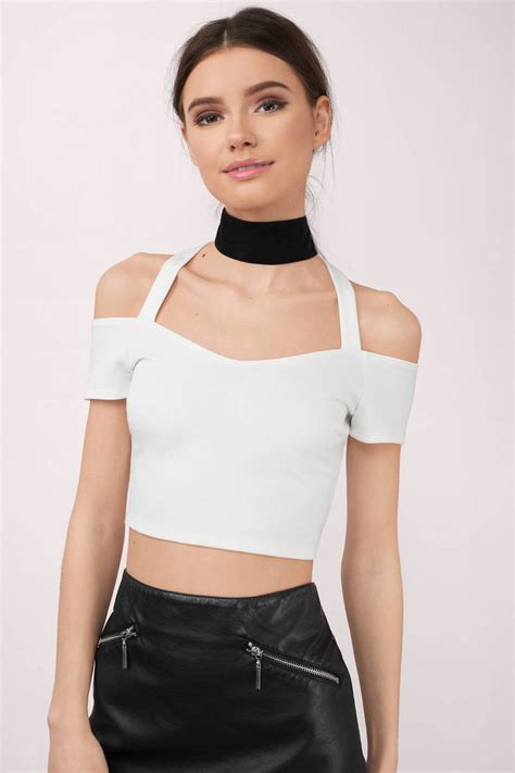 Cute White Crop Top Cold Shoulder Top White Top White Crop Top