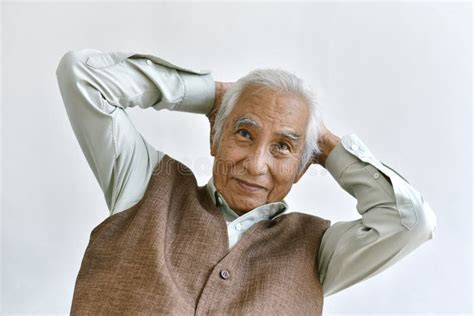 154 Senior Asian Old Man Confident Smiling Elderly People White