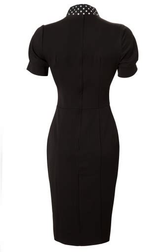 50s lily black polkadot pencil dress