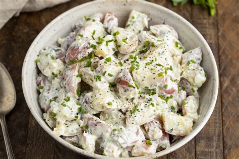 Healthy And Amazingly Creamy Herby Baby Potato Salad