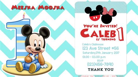 Bloom your party with beautiful mulan invitations. First Birthday Mickey Mouse Invitation PSD | Mickey mouse ...