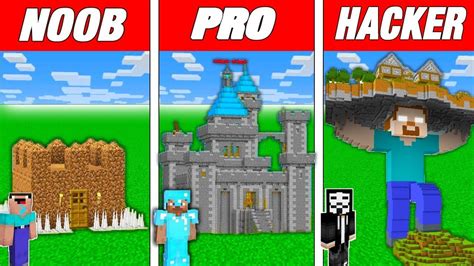 Minecraft Noob Vs Pro Vs Hacker Castle House Build Challenge In
