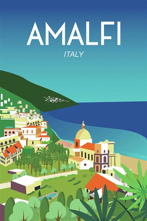 Amalfi Italy Vintage Poster Poster Coastline Italy Retro Travel