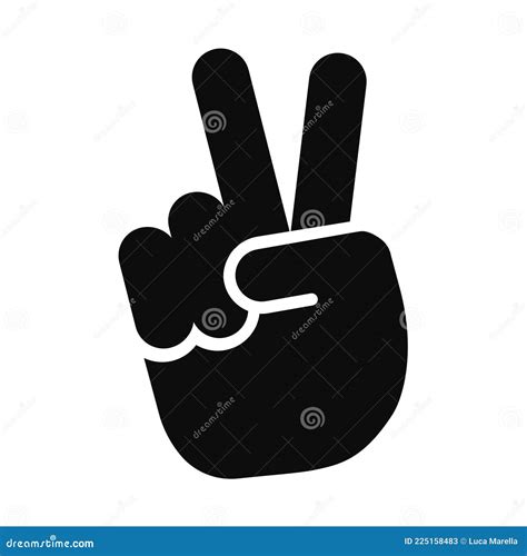 Vector Silhouette Logo Of Human Hand Making The V Shape Victory Sign