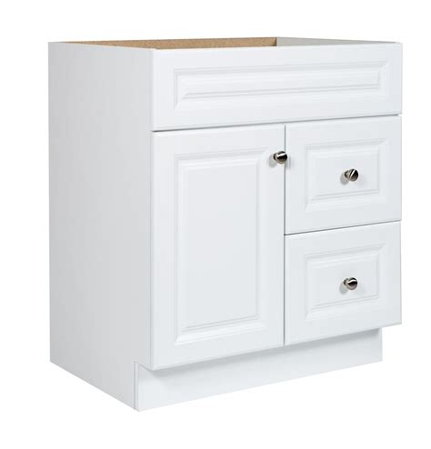 Yes, we carry a white product in bathroom vanities. Vanity Cabinets | The Home Depot Canada