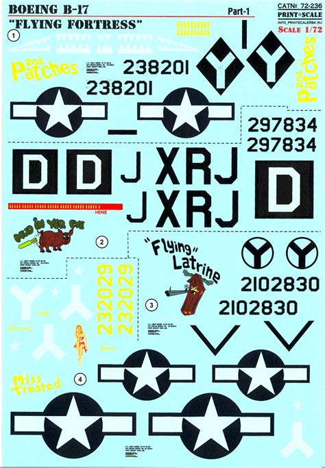 Print Scale Decals 172 Boeing B 17 Flying Fortress Part 1 Ebay