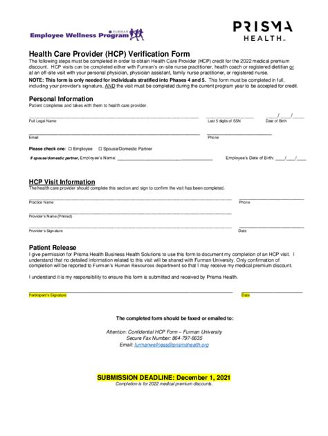 Fillable Online Health Care Provider Hcp Verification Form Fax Email