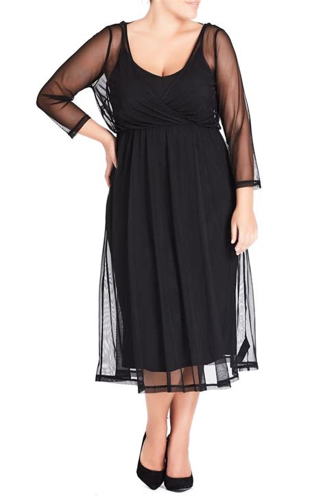 City Chic Mesh Overlay Dress Plus Size Nordstrom