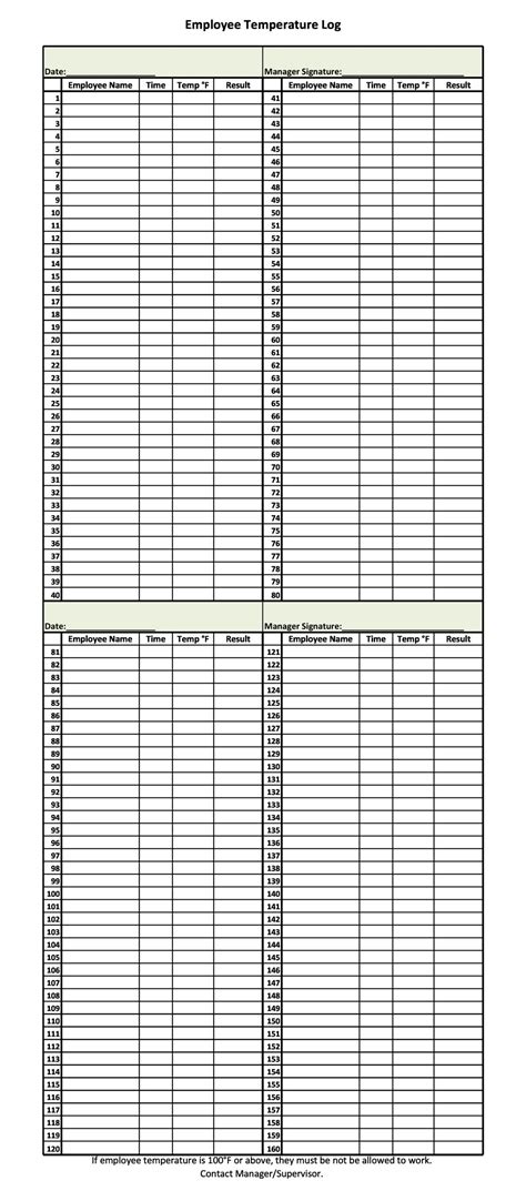40 Printable Temperature Log Sheets Word Excel Pdf