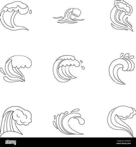 Wave Icons Set Outline Style Stock Vector Image And Art Alamy