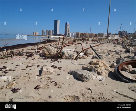 Central Tripoli Beach Mediterranean Libya Stock Photo Alamy