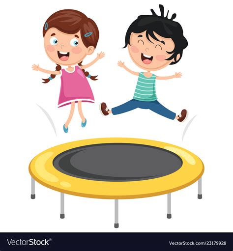 Kids Playing Trampoline Royalty Free Vector Image